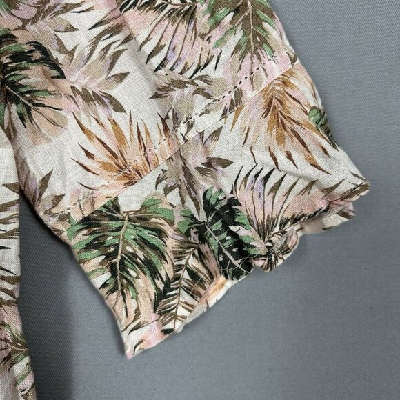 NWT J Jill LOVE LINEN Top Size 4X Flounce Sleeve V-Neck Tropical Palm Leaves NEW - Picture 10 of 16